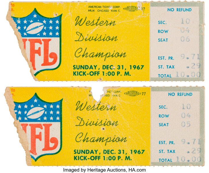 Lot Detail - 1967 ICE BOWL NFL CHAMPIONSHIP GAME TICKET FULL AUTHENTIC