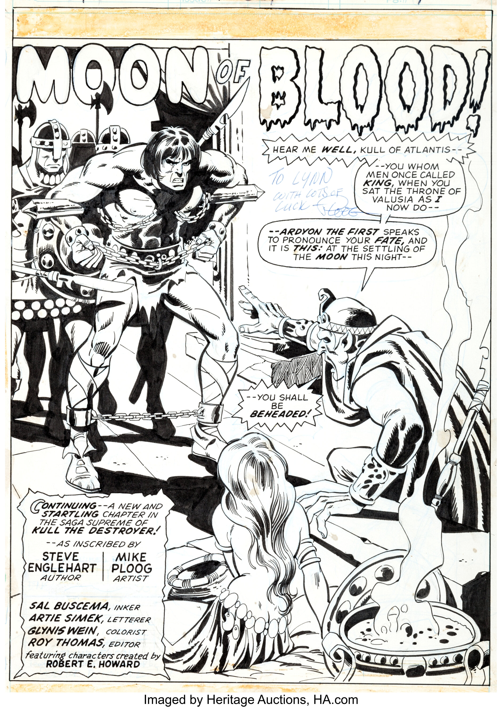 Mike Ploog and Sal Buscema Kull the Destroyer #12 Splash Page 1 | Lot ...