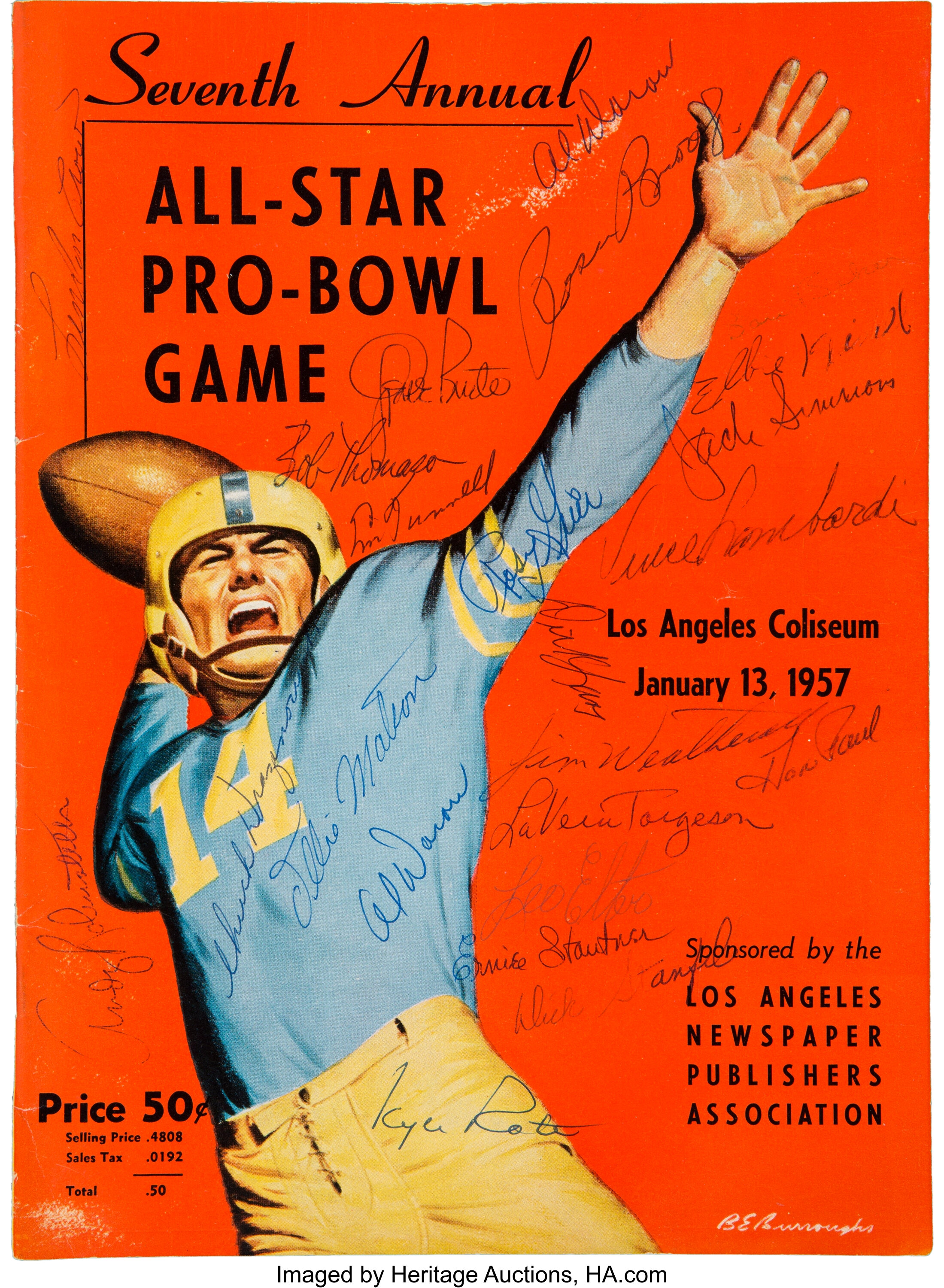 1957 National Football League Pro Bowl Team Signed Program - With