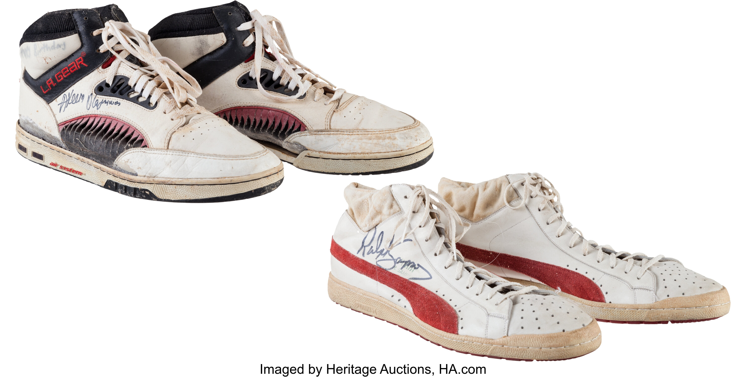 Lot Detail - Hakeem Olajuwon Game Used Autographed L.A. Gear Shoes
