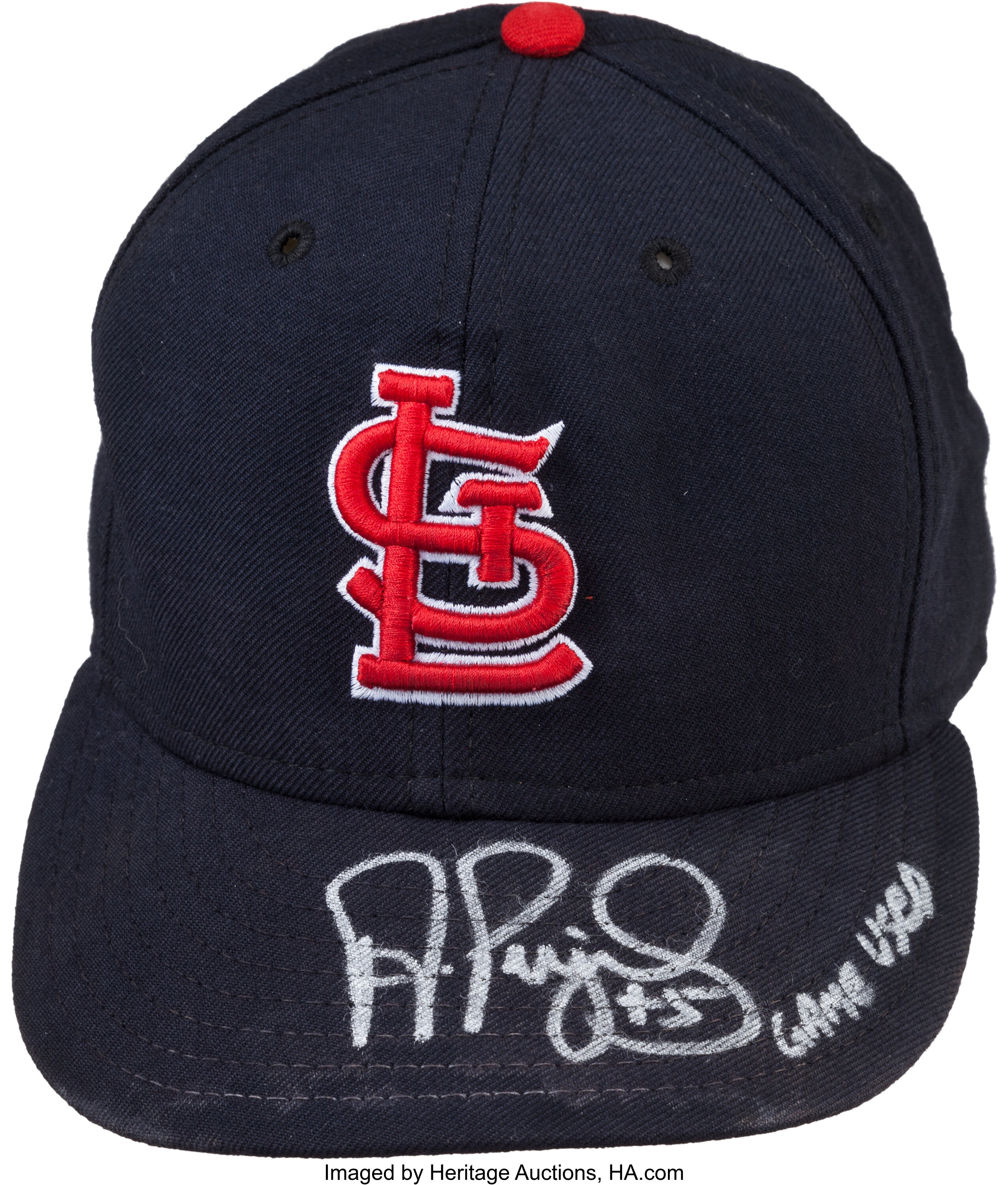 2010 Albert Pujols Game Worn St. Louis Cardinals Cap With Pujols, Lot  #82013