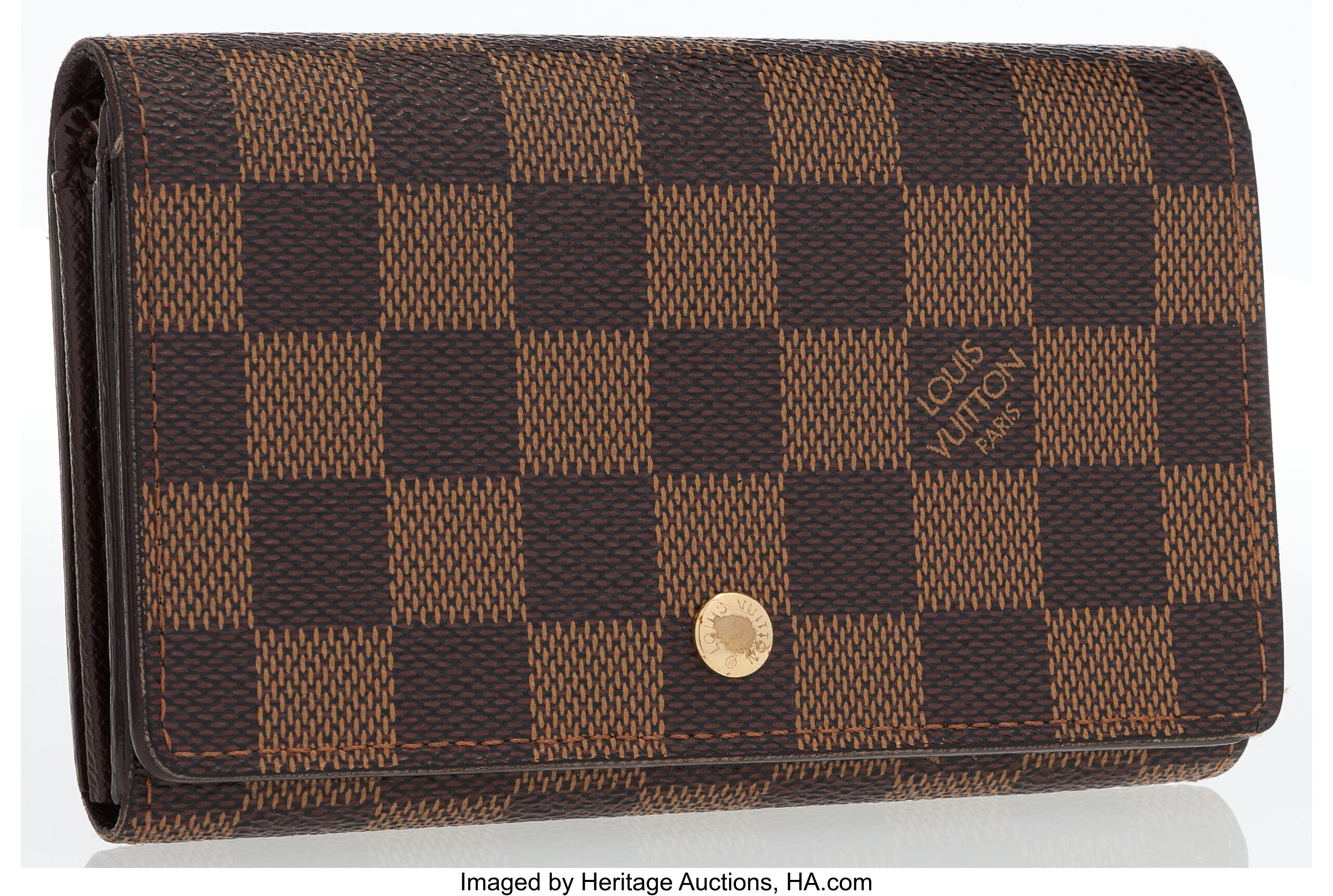 Louis Vuitton Damier Ebene Canvas Porte-Tresor Wallet.  Luxury, Lot  #20014