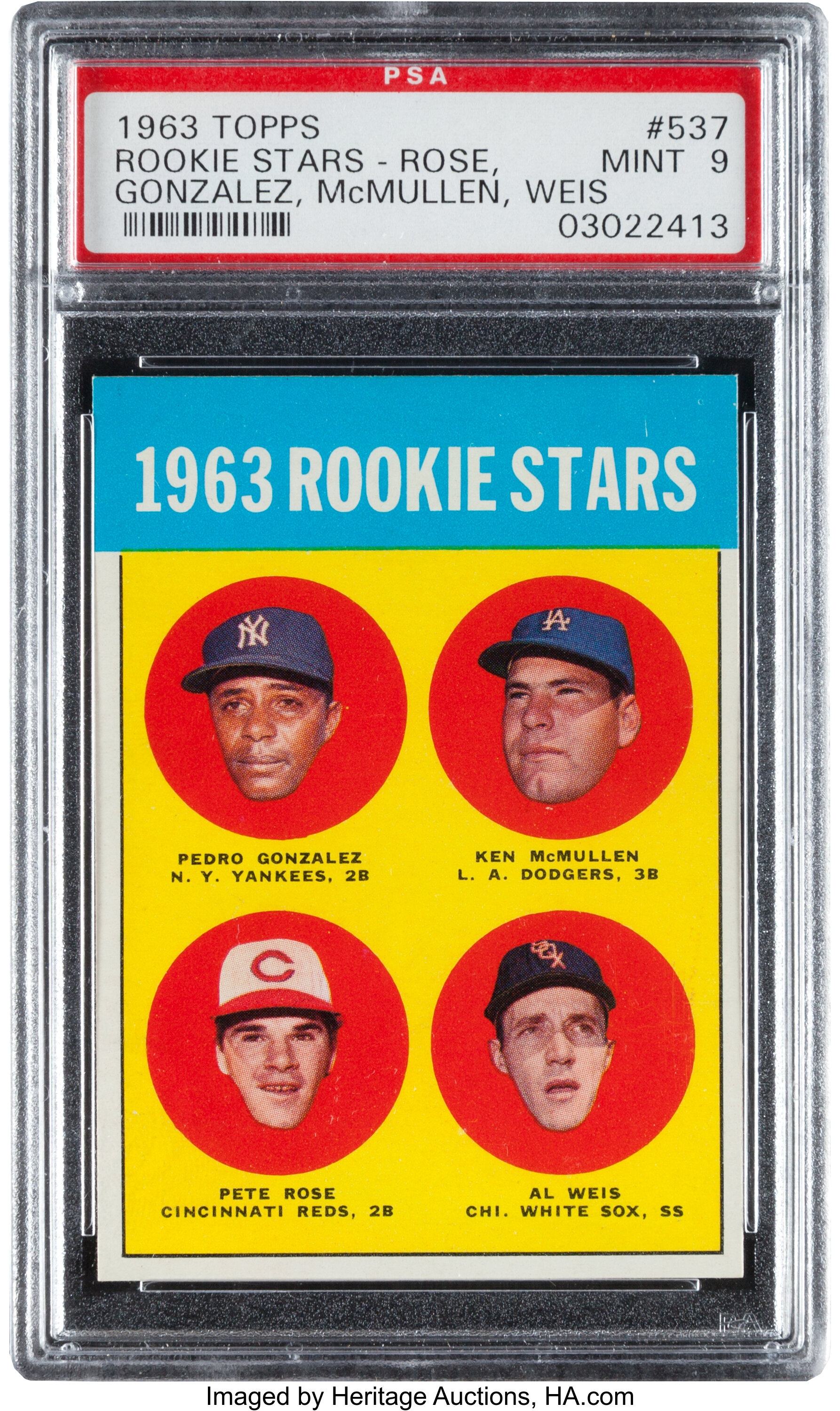 Pete Rose Signed Reprint 1963 Topps #537 Baseball Card PSA Mint 9