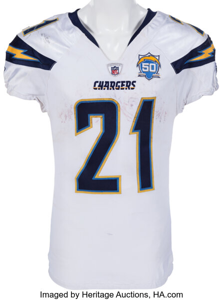 LADAINIAN TOMLINSON SIGNED CHARGERS LIGHT BLUE CUSTOM JERSEY