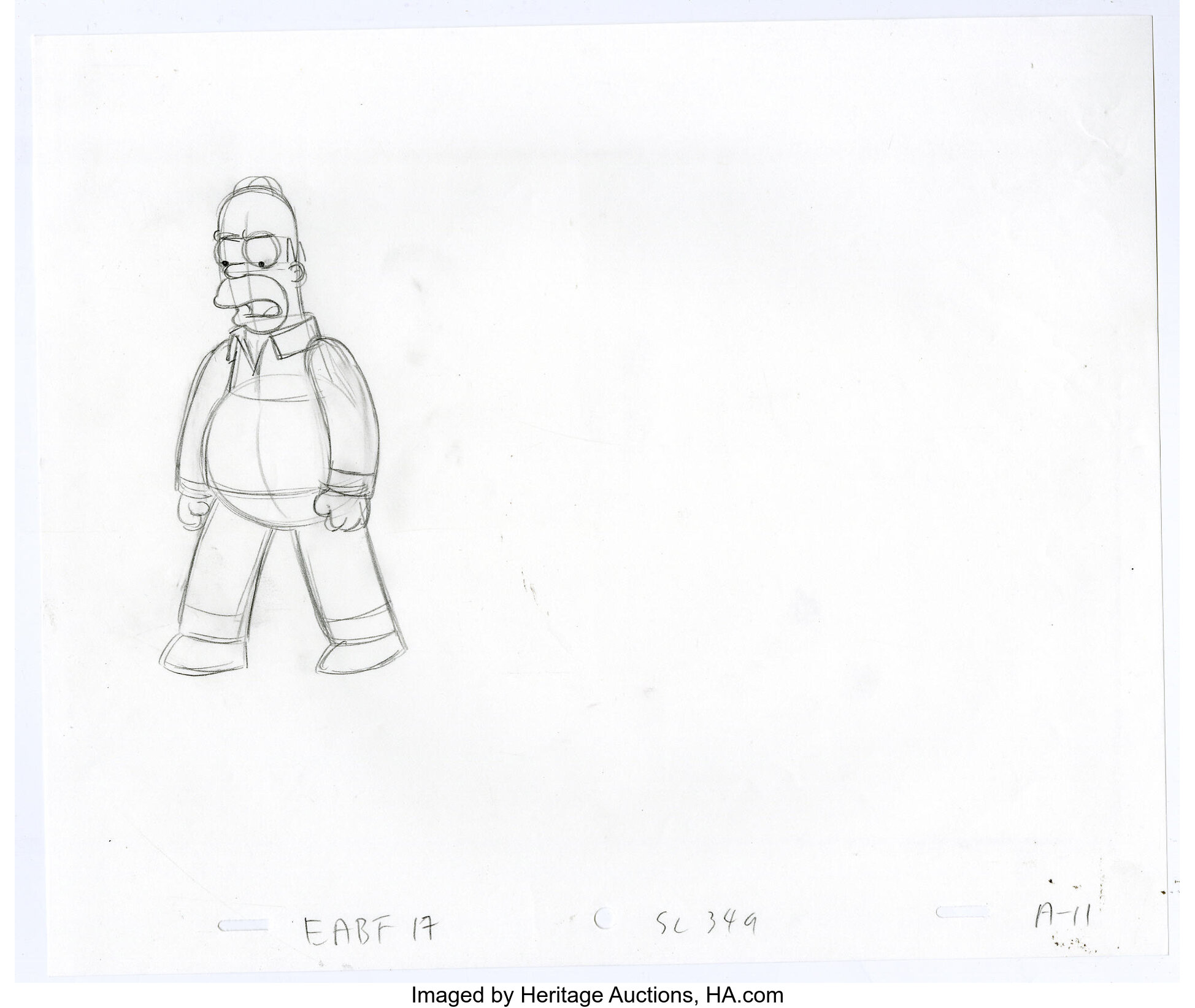 The Simpsons Homer Simpson Preliminary Animation Drawing Lot Heritage Auctions