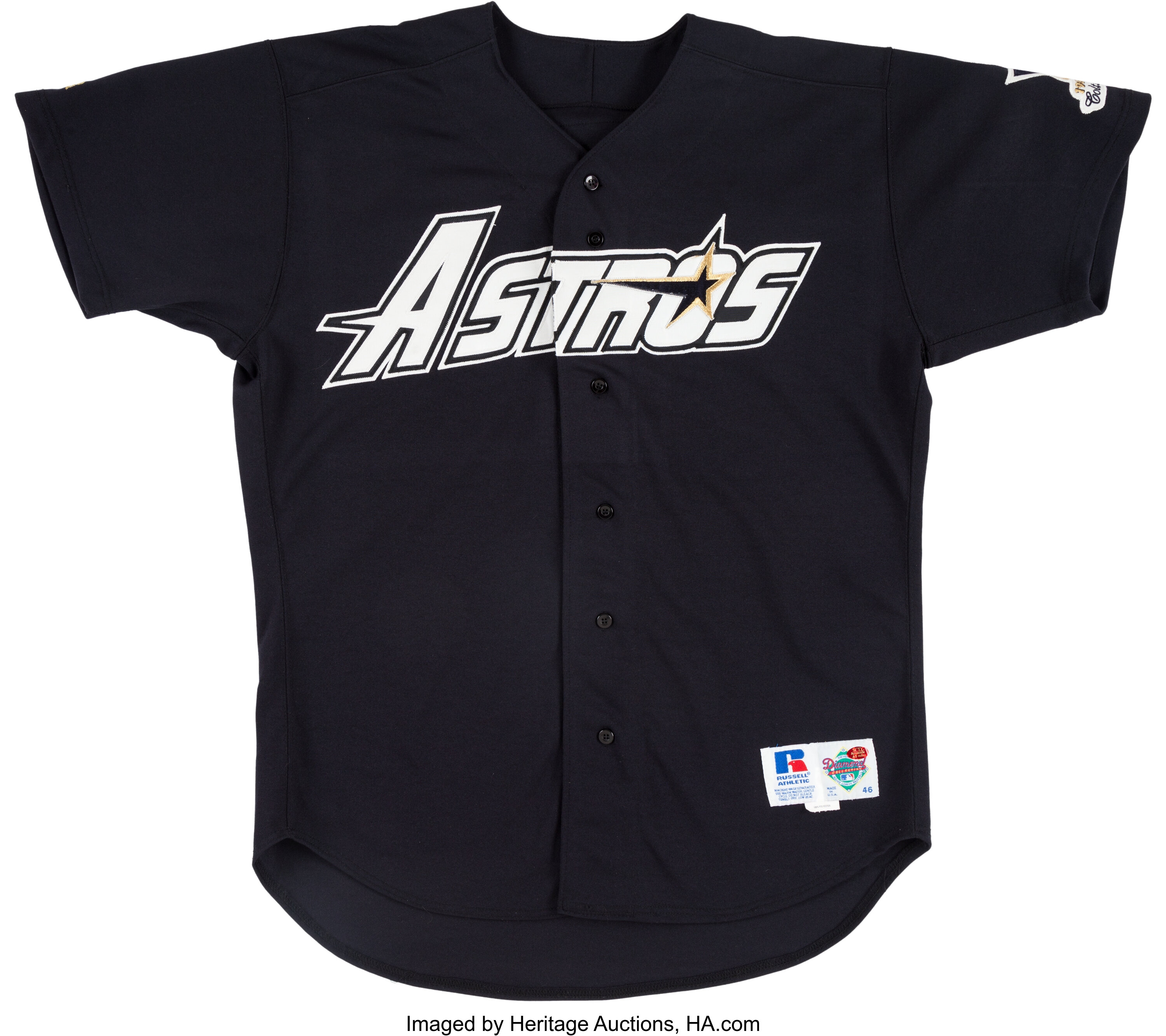 1994-96 Houston Astros Blank # Game Issued Black Jersey Batting
