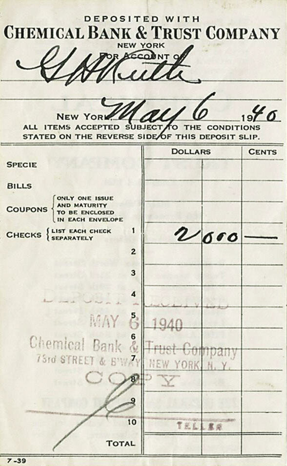 1935 Babe Ruth Double-Signed Check. Those following the memorabilia, Lot  #19023