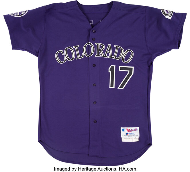 Lot Detail - 2003 Todd Helton Colorado Rockies Game-Used & Autographed  Purple Alternate Full Uniform (3)(JSA • Helton LOA)