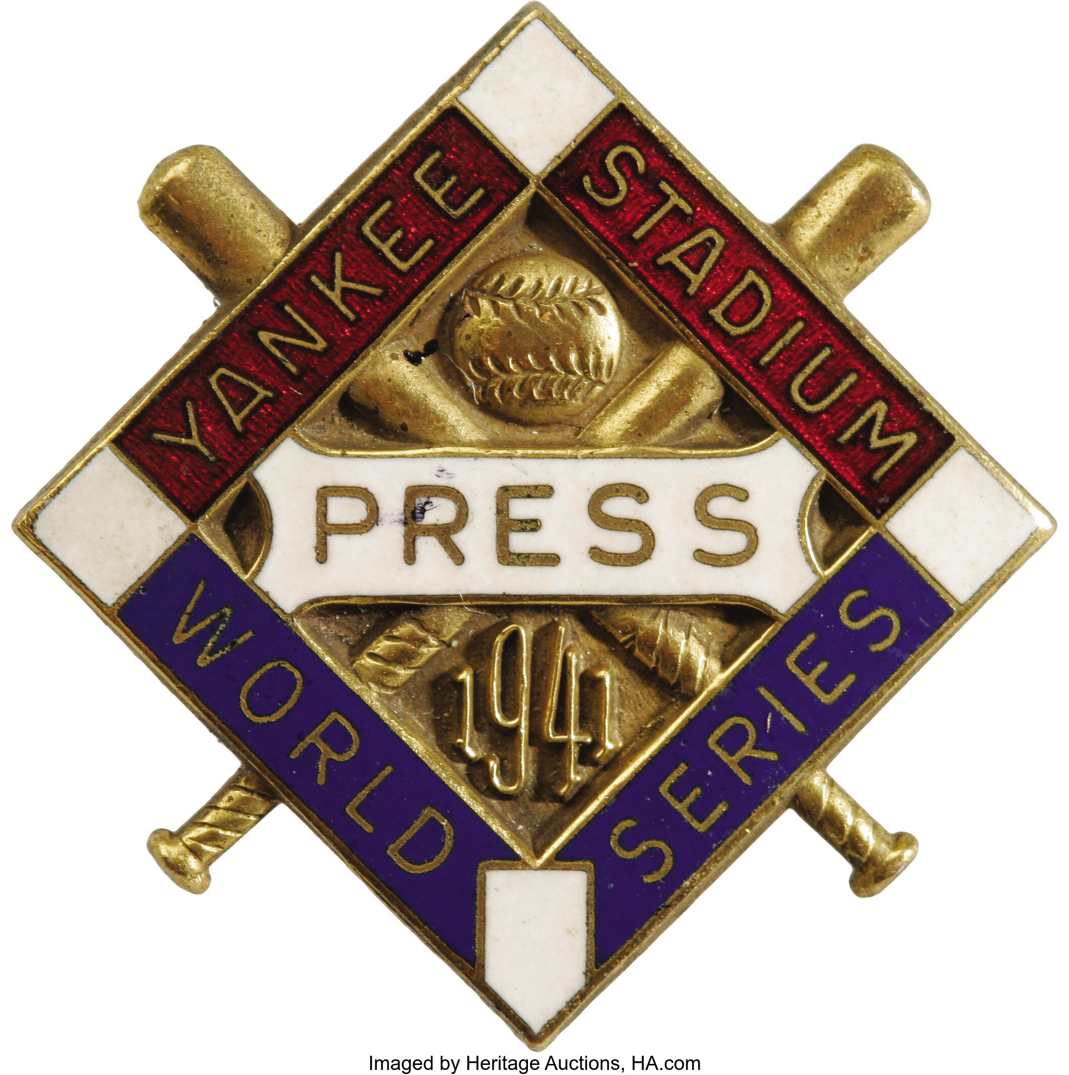 Hake's - NEW YORK YANKEES 1961 WORLD SERIES PRESS PIN & PASS.