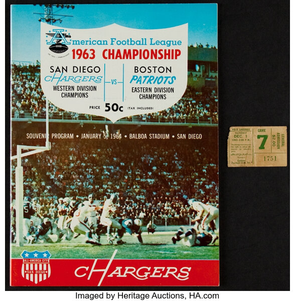 Lot Detail - 1963 AFL Championship Program Boston Patriots vs. San Diego  Chargers