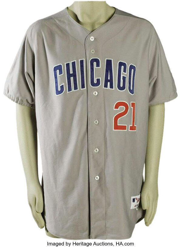 2003 Sammy Sosa Home Run #504 Game Worn Jersey. Sammy slammed