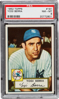 Yogi Berra Autographed 1983 1952 Topps Reprint Card #191 New York