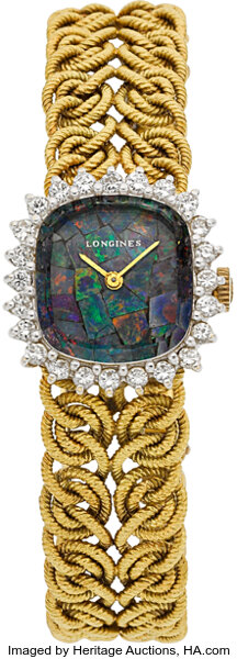 Longines 18k Gold Diamond Opal Lady s Wristwatch