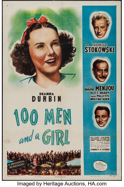 100 Men and a Girl (Universal, R-1947). One Sheet (27