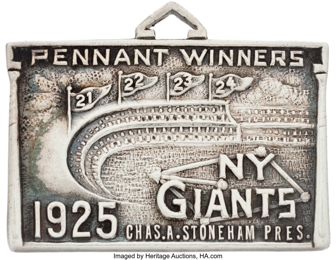 1925 New York Giants Silver Season Pass.  Baseball Collectibles