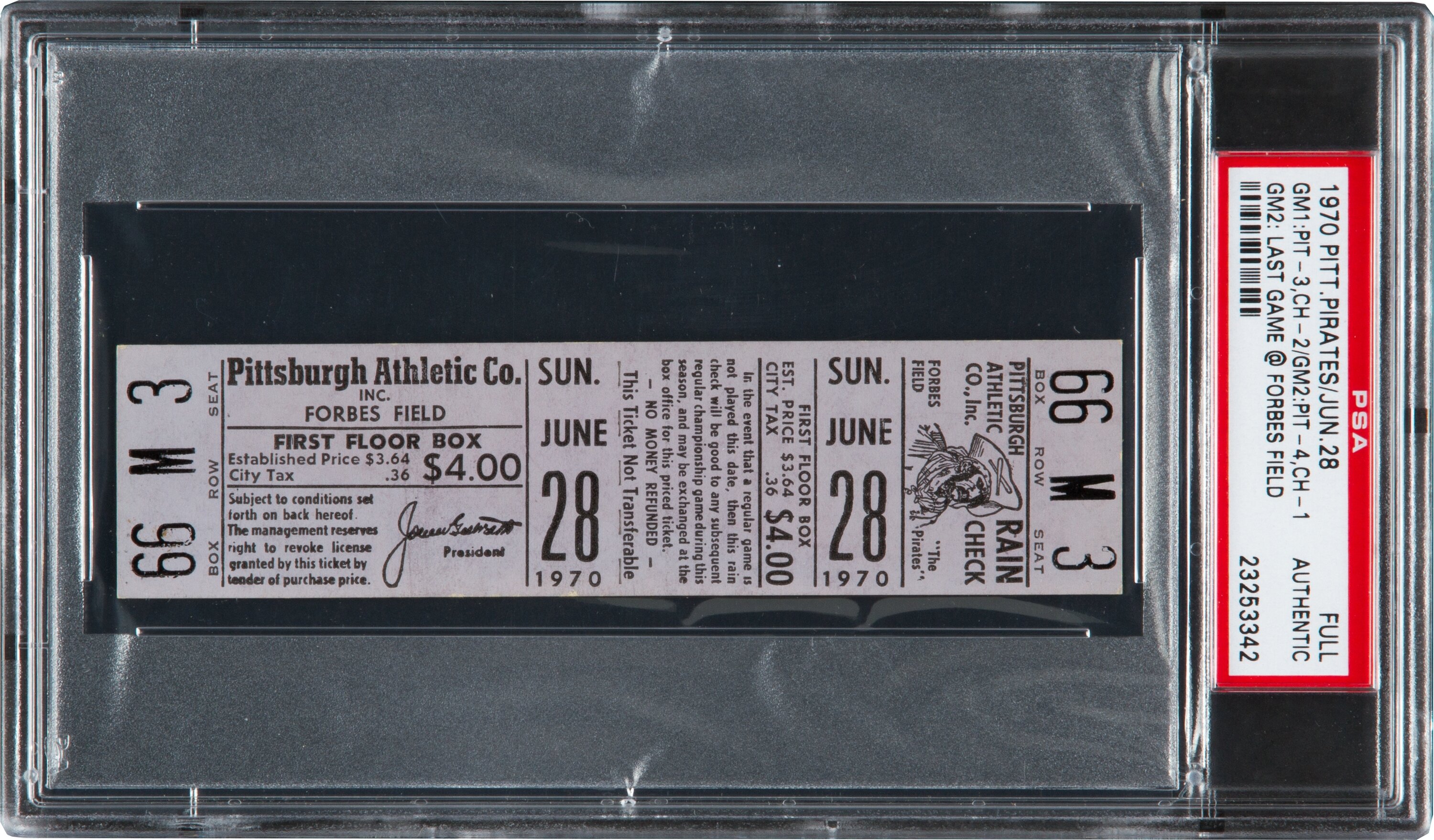 April 7, 1970 Forbes Field New York Mets vs Pittsburgh Pirates The