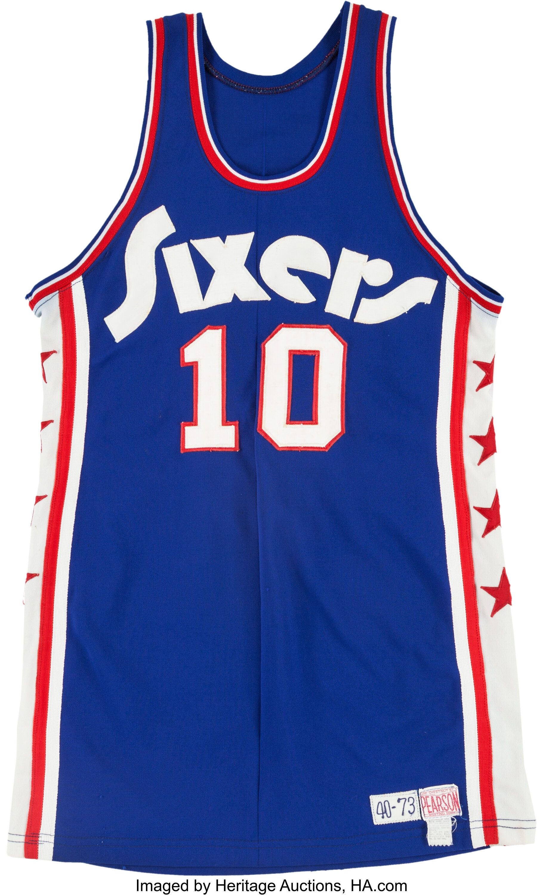 1973-74 Philadelphia 76ers Game Worn #10 Jersey.  Basketball