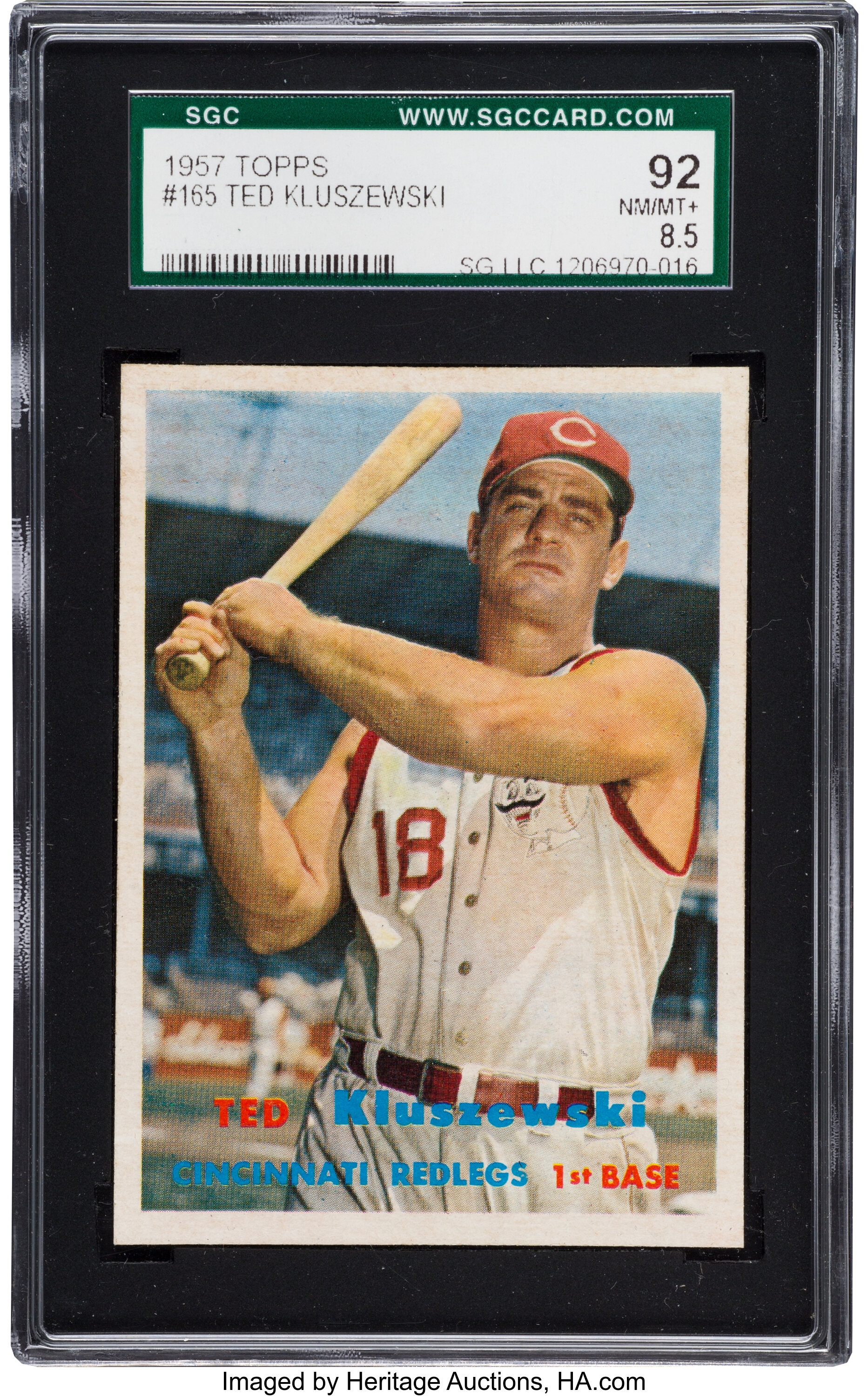 1957 Topps Ted Kluszewski #165 SGC 92 NM/MT+ 8.5. Baseball Cards, Lot  #80730