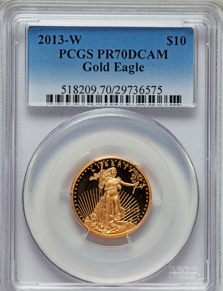 2013 W G10 Quarter Ounce Gold American Eagle Pr70 Deep