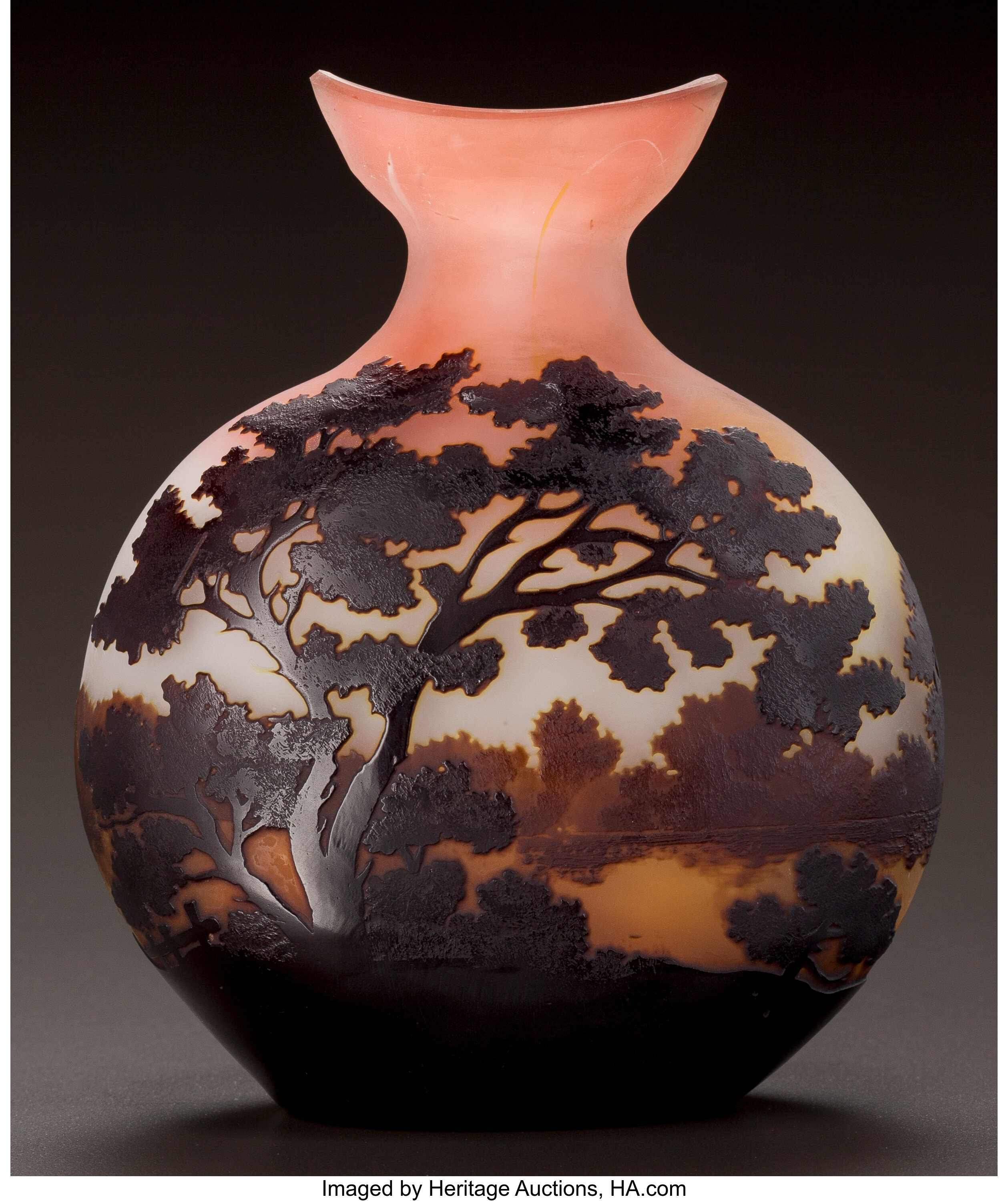 GallÉ Overlay Glass Landscape Cabinet Vase Circa 1900 Cameo Lot 60080 Heritage Auctions