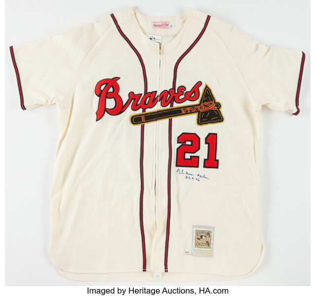 Warren Spahn Signed Milwaukee Braves Jersey.  Baseball, Lot #41156