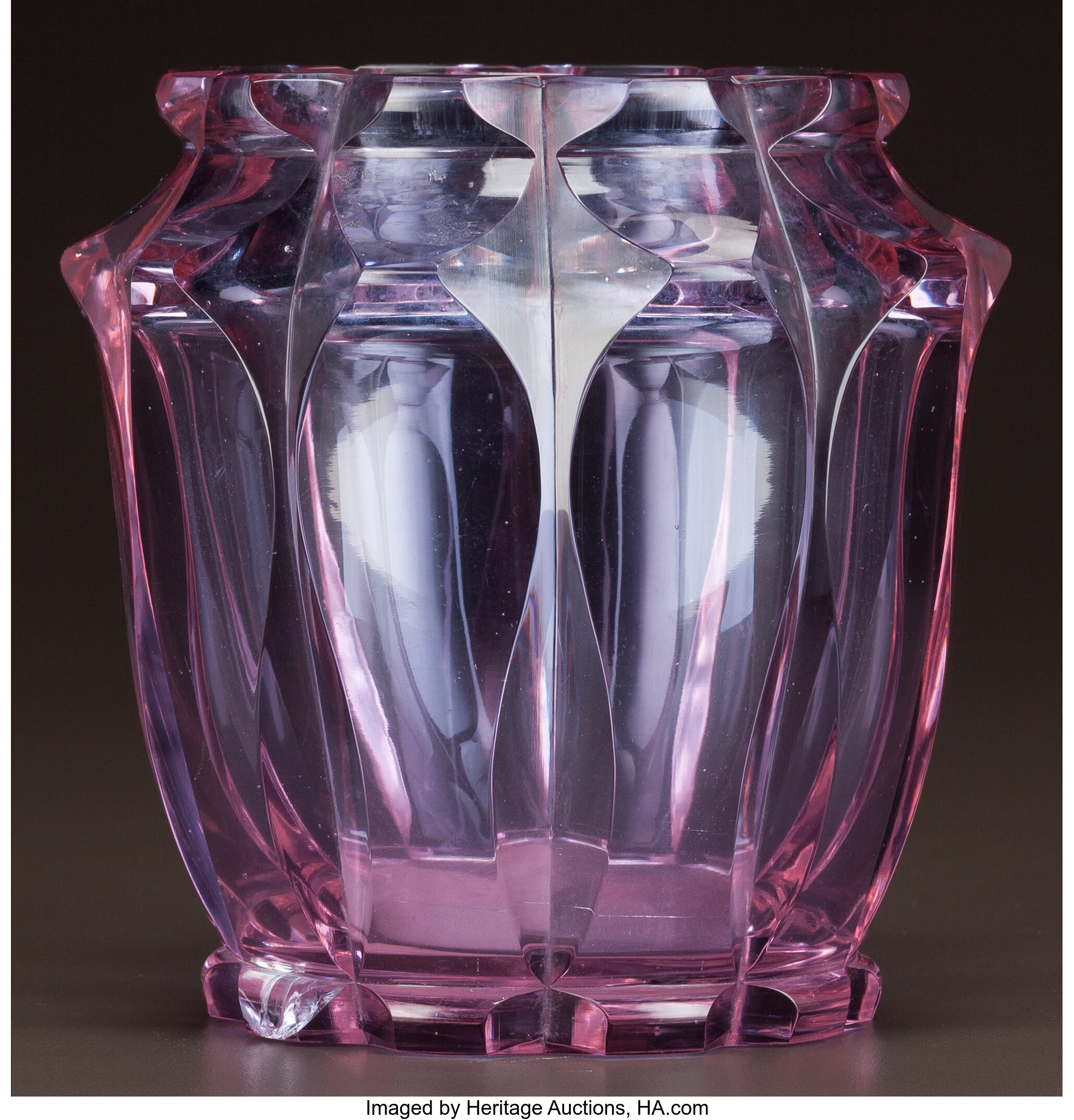 Moser Rare Alexandrite Glass Vase Circa 1920 Engraved Lot 60627