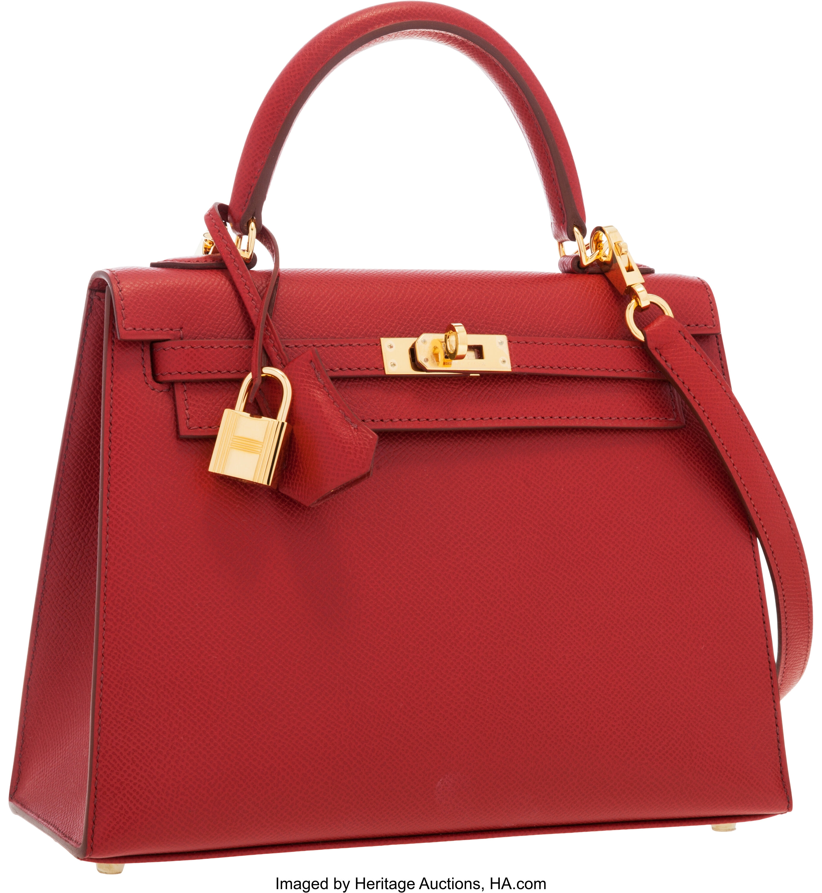 Hermes 25cm Vermillion Epsom Leather Mini Sellier Kelly Bag with | Lot ...