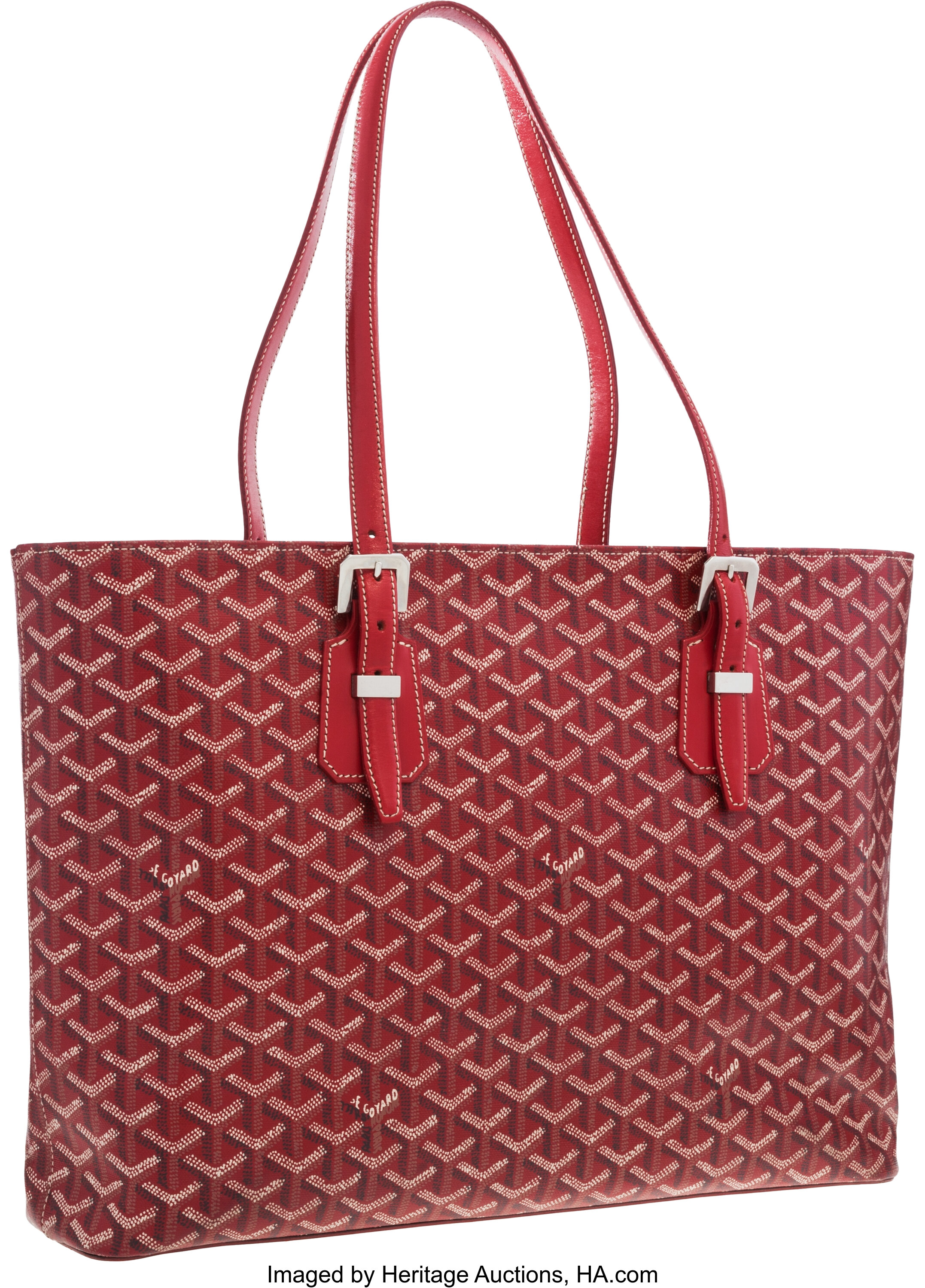 Goyard Saint Marie Galente MM Red Coated Canvas Tote Purse