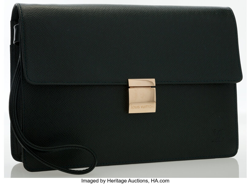 Louis Vuitton Taiga Selenga Clutch Bag Pouch Ardoise Men A2195