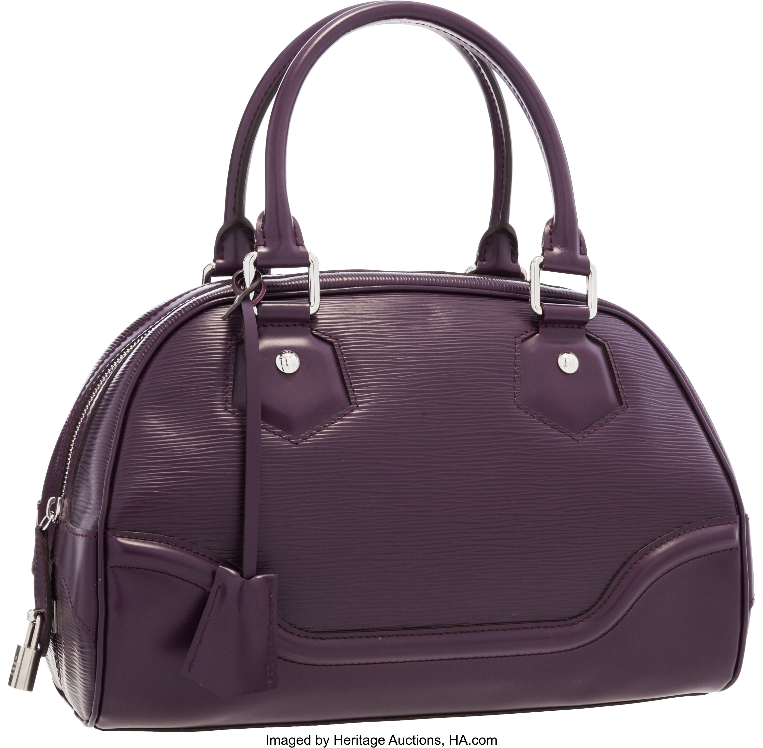 Louis Vuitton Purple EPI Leather Montaigne GM Bowling Handbag Bag