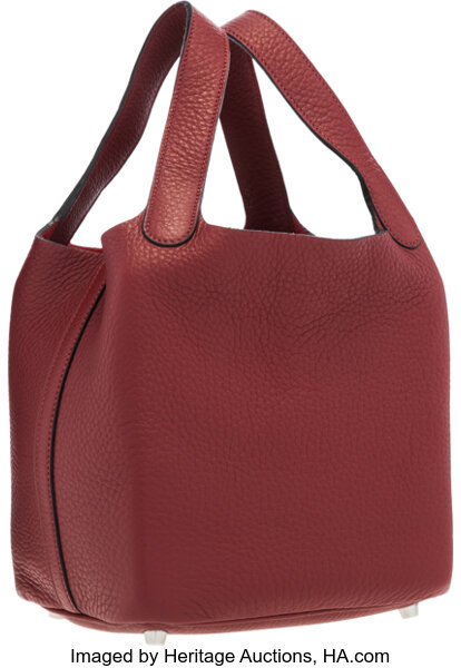 Hermes Picotin Lock Eclat bag PM Rouge grenat/ Rouge piment Clemence  leather/ Swift leather Silver hardware