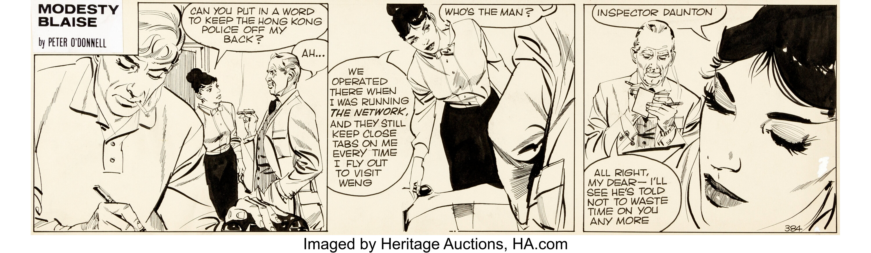 Jim holdaway modesty blaise daily comic strip 384 original art lot