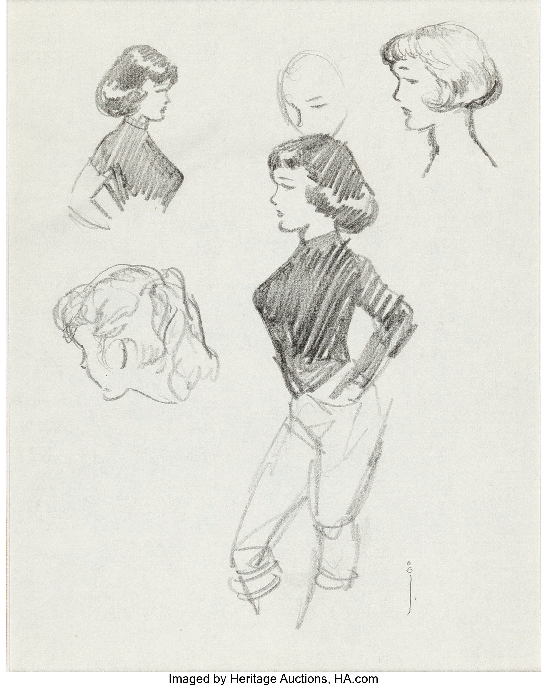 Frank Frazetta Female Study Sketches Original Art (1950s).... | Lot