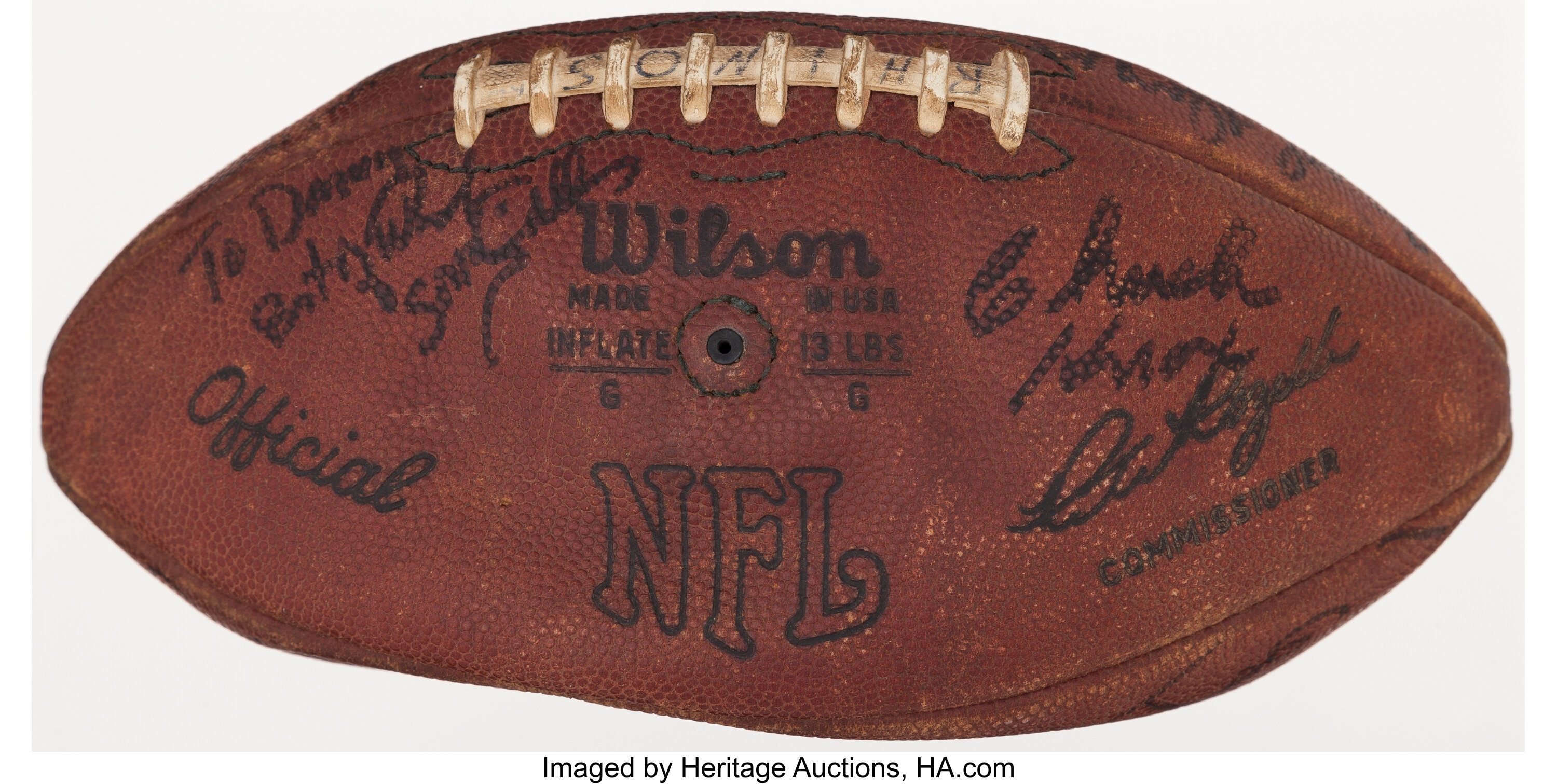 1977 Los Angeles Rams Team Signed Football - With Namath!