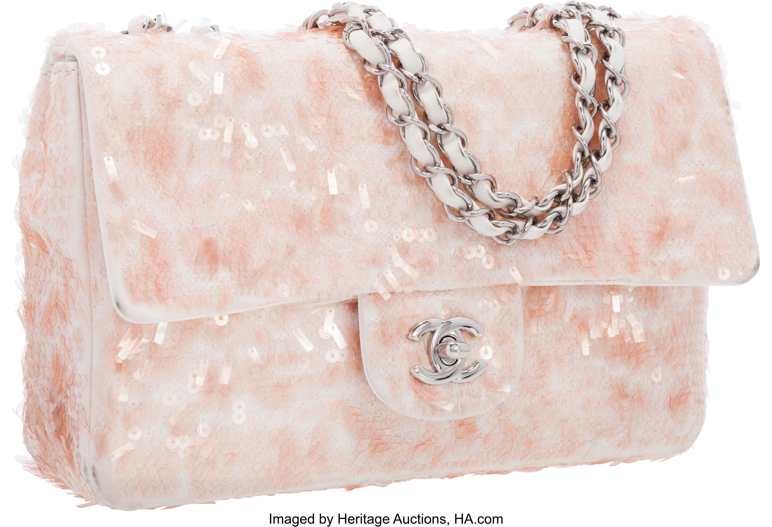 chanel sequin bag pink