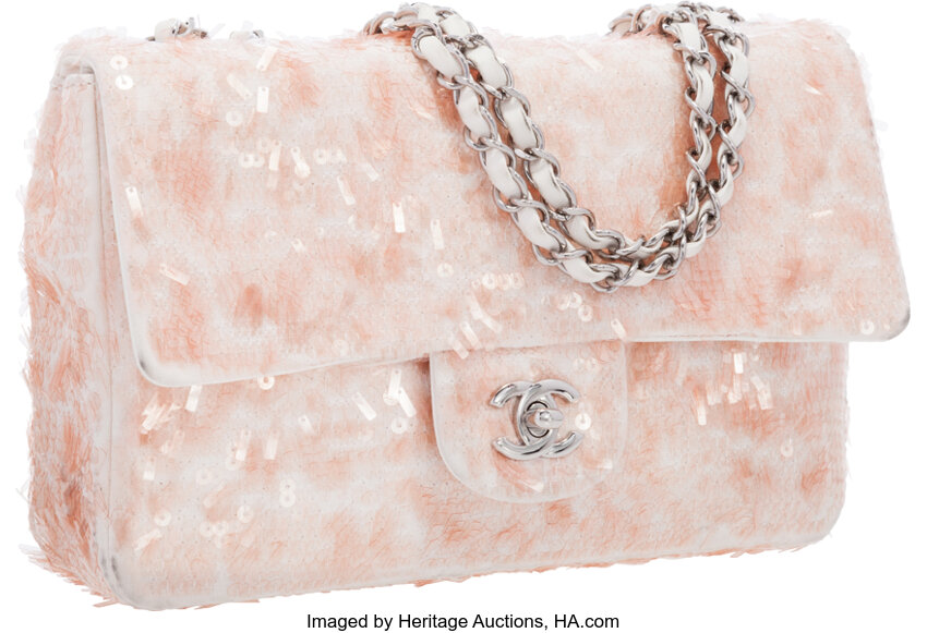 Pink sparkly best sale chanel bag