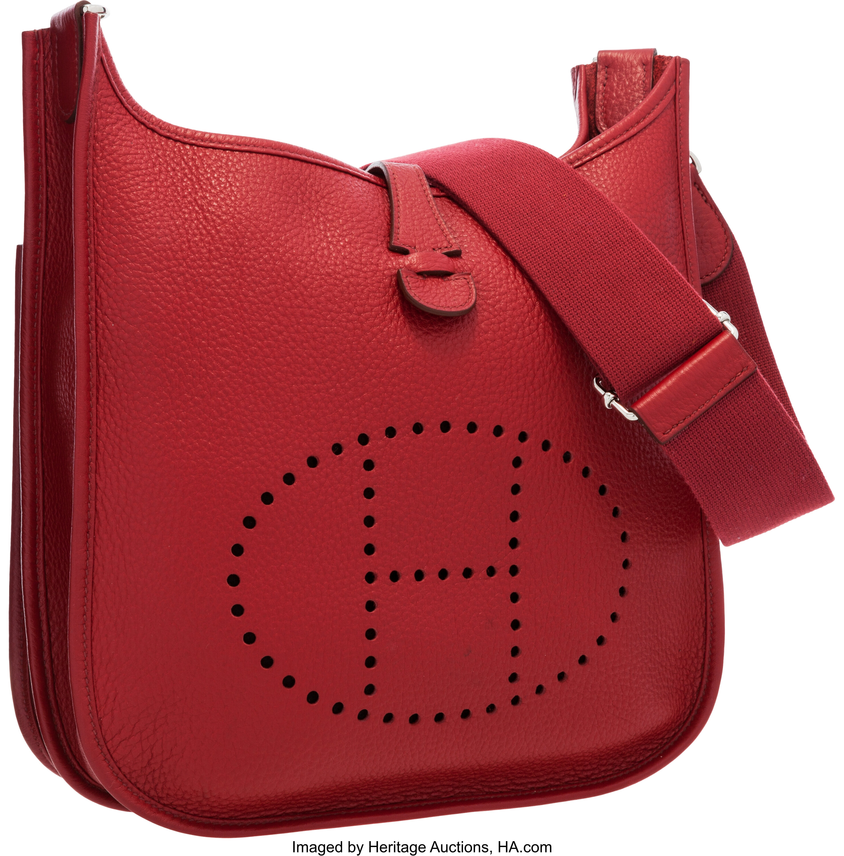 Sold at Auction: Hermes Clemence Leather Evelyne Bag