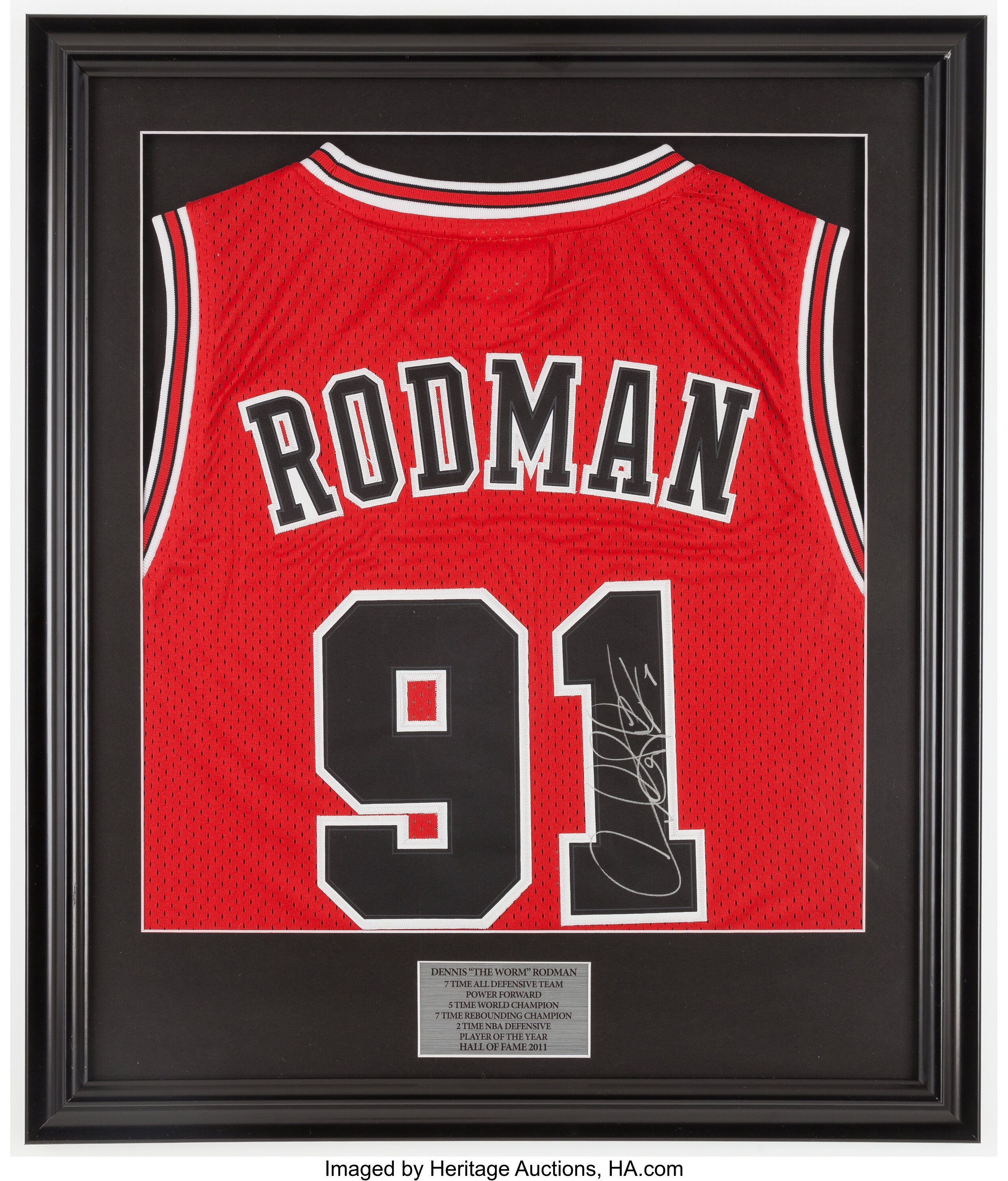 dennis-rodman-framed-autographed-red-jersey – Midwest Memorabilia