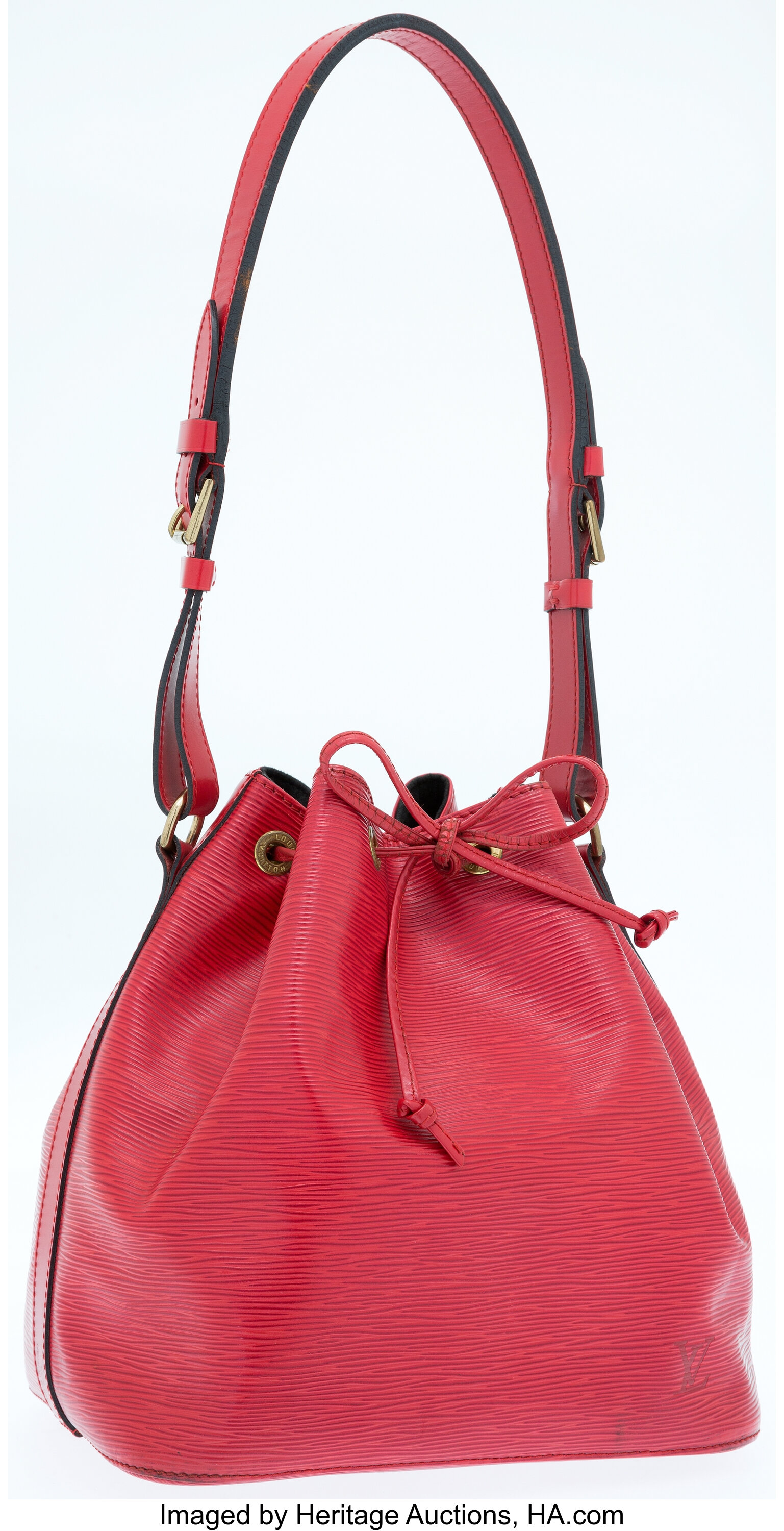 Sold at Auction: Louis Vuitton, LOUIS VUITTON RED EPI NOE SHOULDER BAG