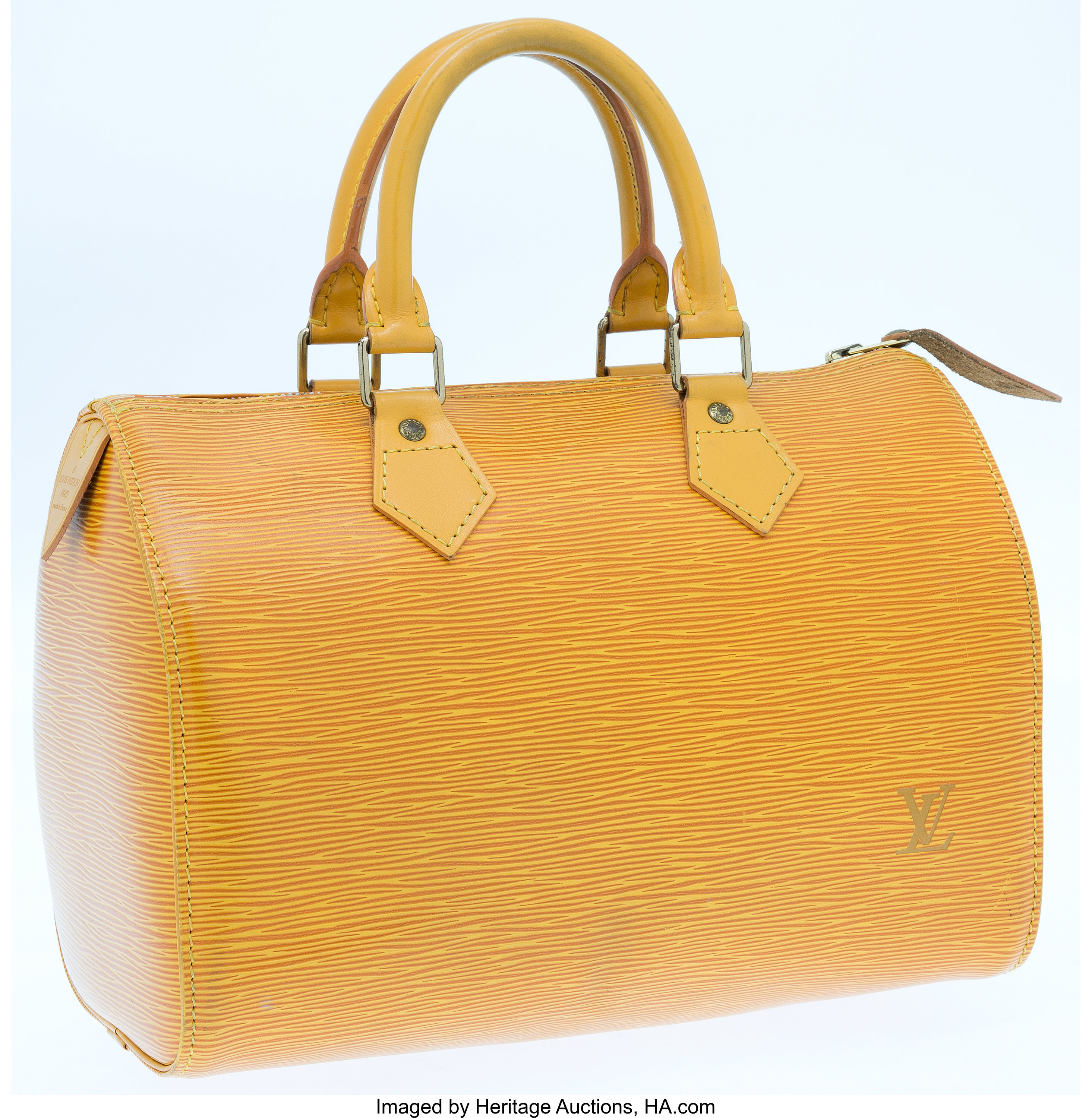 Louis Vuitton Yellow Epi Leather Speedy 35 Bag.  Luxury, Lot #19017