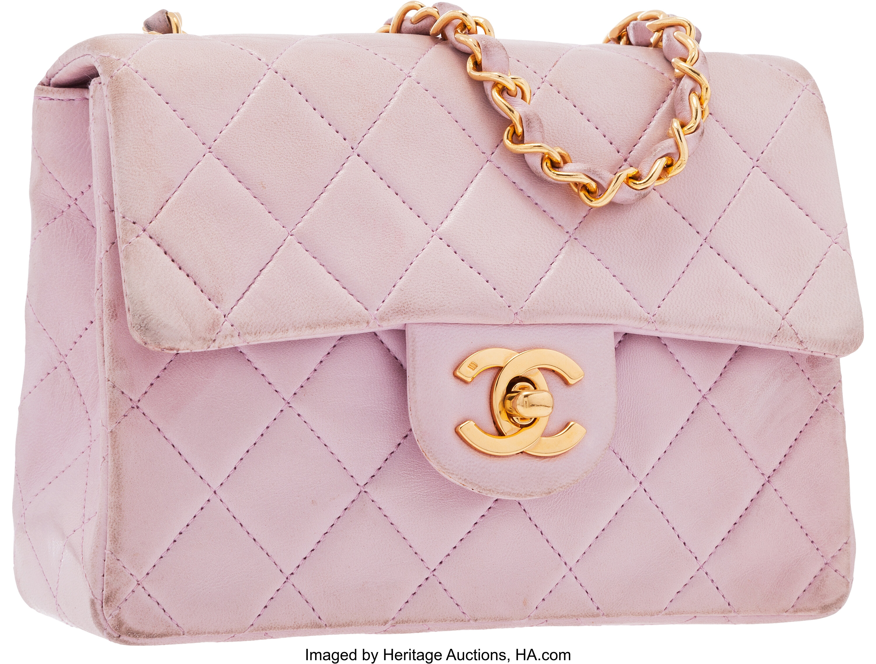 Chanel Pink Quilted Lambskin Leather Mini Square Classic Flap Bag