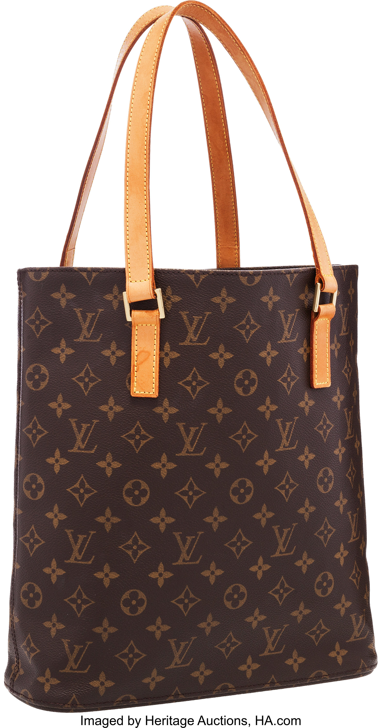 Louis Vuitton Brown Leather Monogram Cabas Mezzo Tote Bag Auction