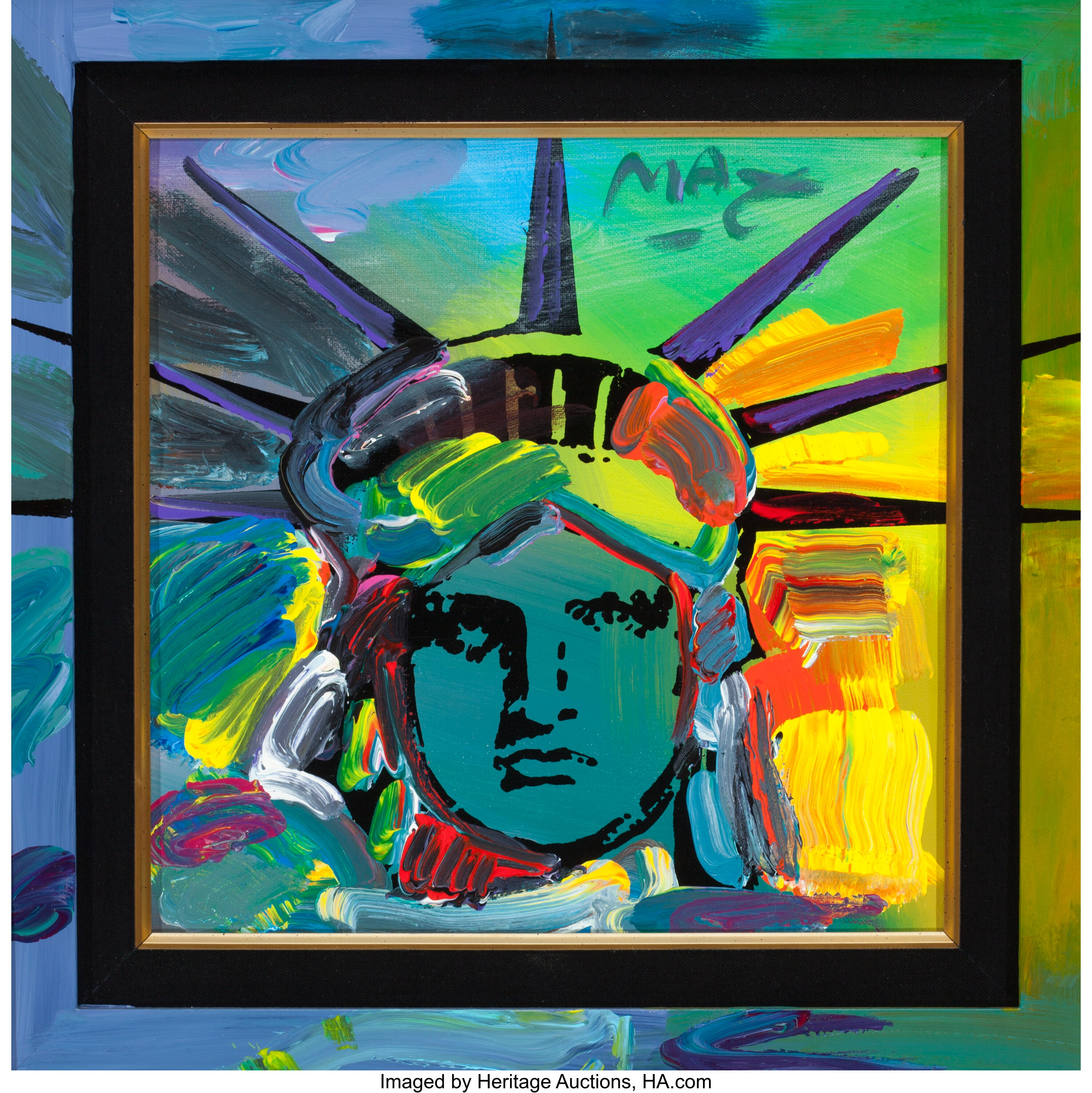 Peter Max (american, B. 1937). Liberty Head, 1991. Acrylic On 