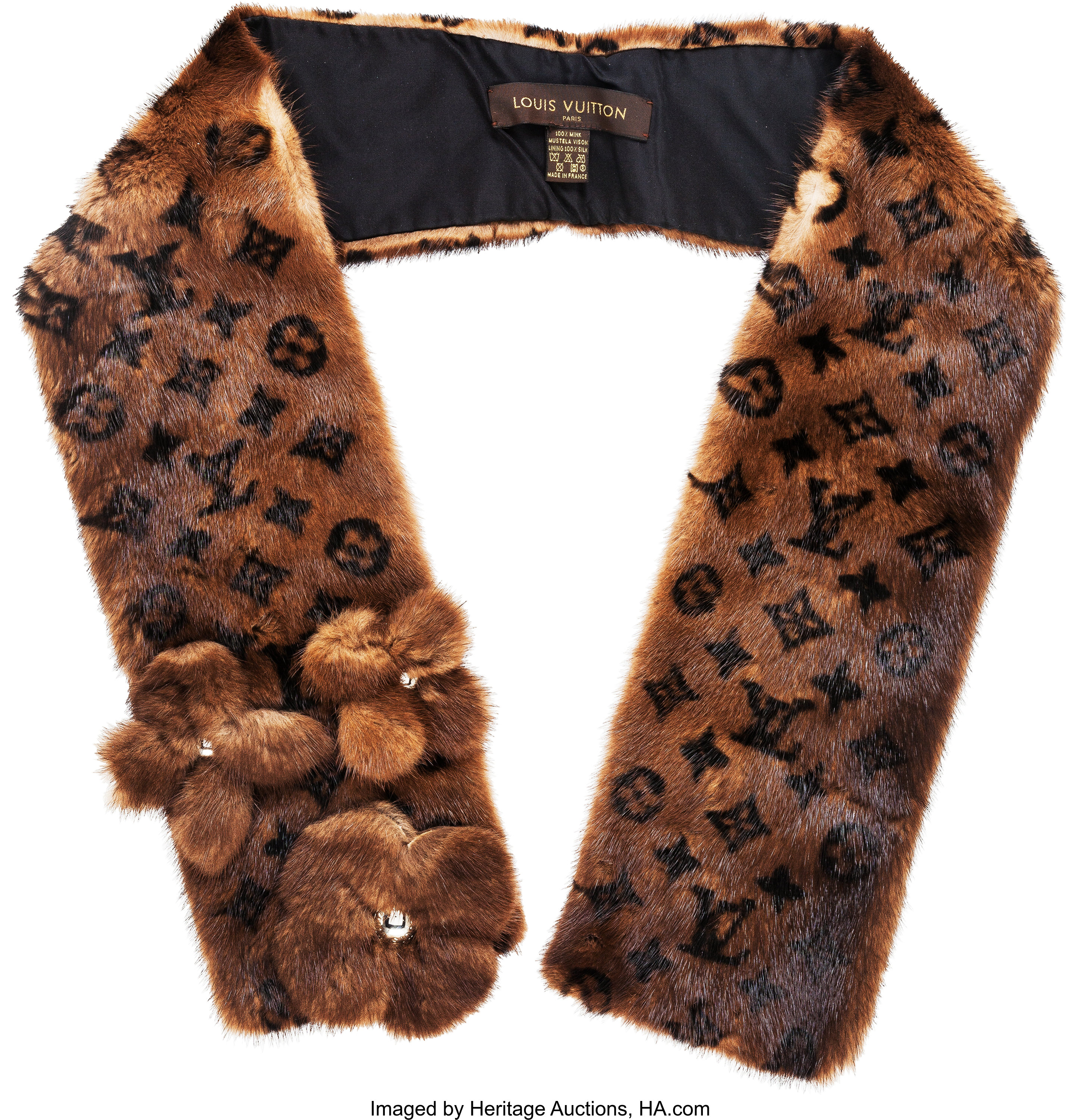 Louis Vuitton monogram Mink bell hat & scarf