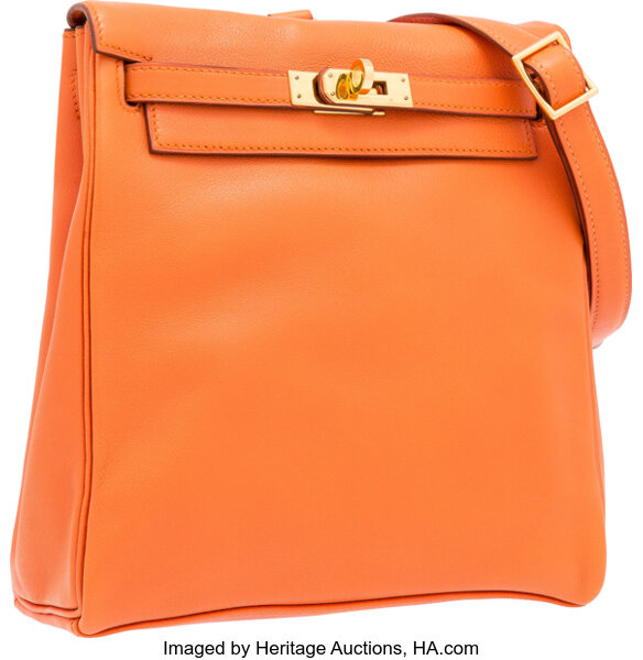 Hermes 20cm Orange H Gulliver Leather Kelly Ado Backpack with Gold, Lot  #58169