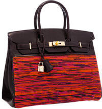 Hermes 35cm Brown Leather Custom Hand Painted Birkin Auction