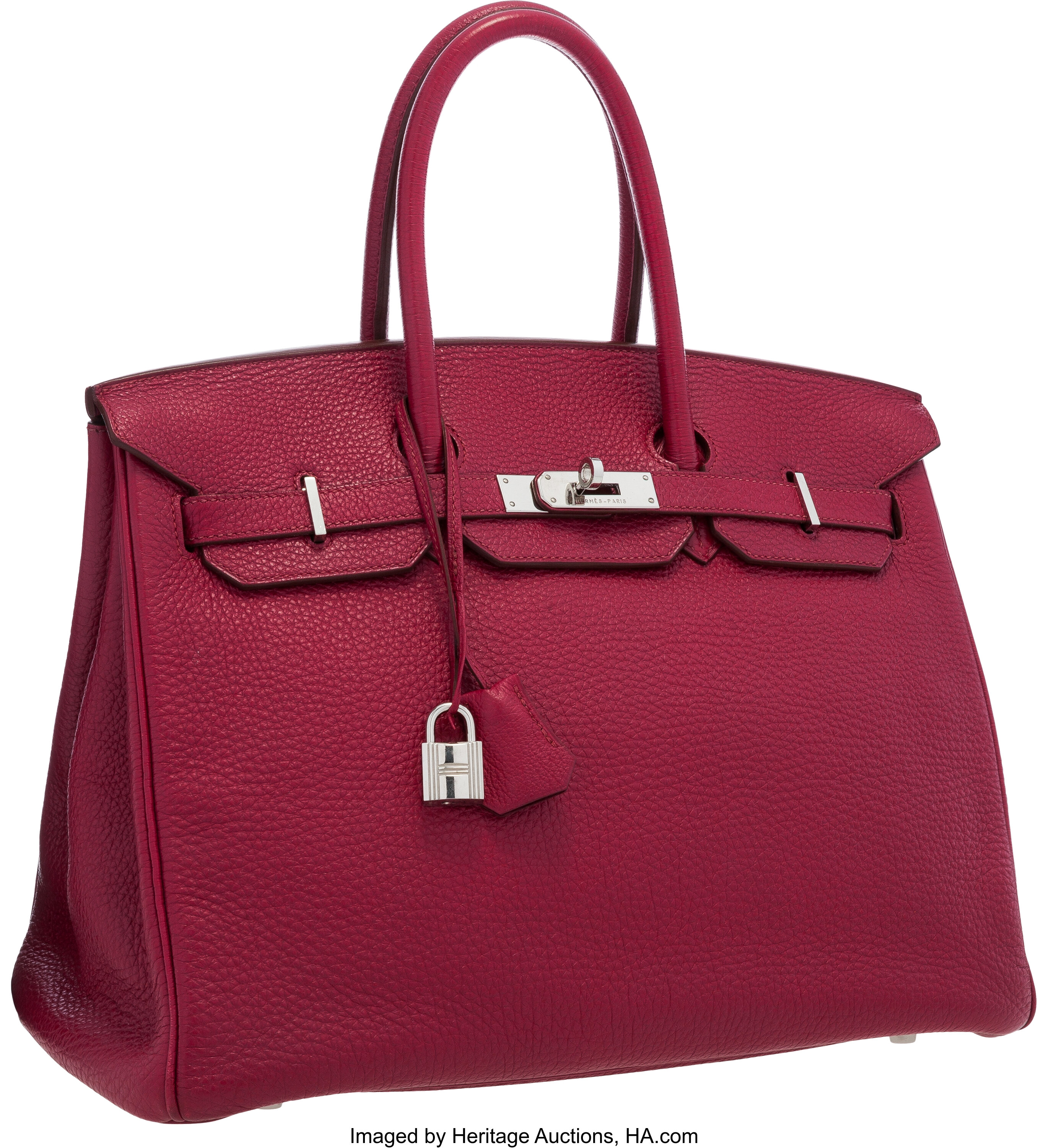 Hermes 35cm Sanguine Togo Leather Palladium Plated Birkin Bag