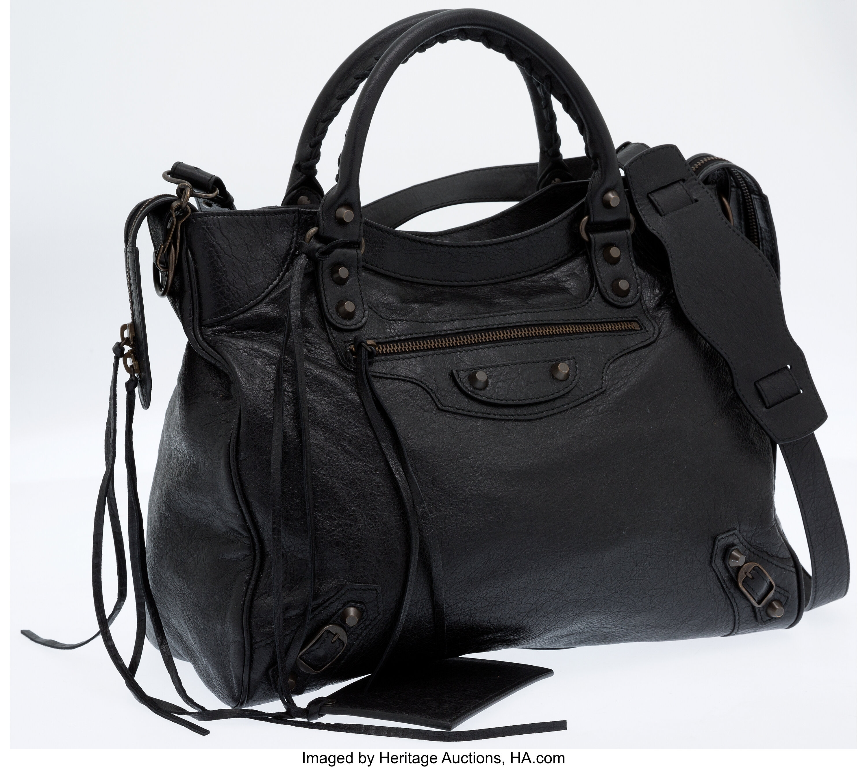 Balenciaga Black Leather Motocross Velo Bag ... Luxury | Lot #16039 | Heritage Auctions