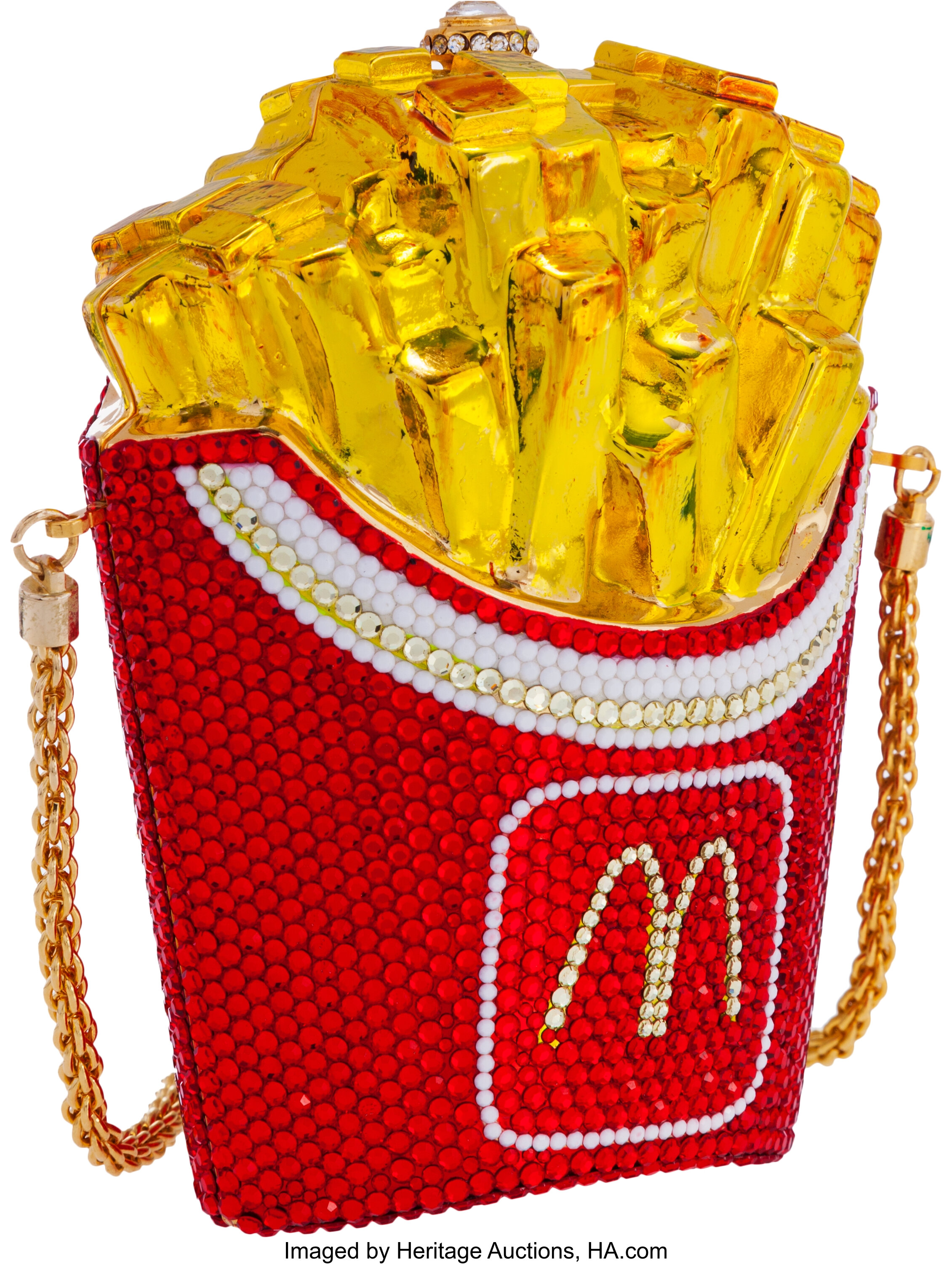 Luxury Accessories:Bags, Kathrine Baumann Limited Edition Full Bead Red  Crystal McDonald'sFrench Fries Minaudiere Evening …