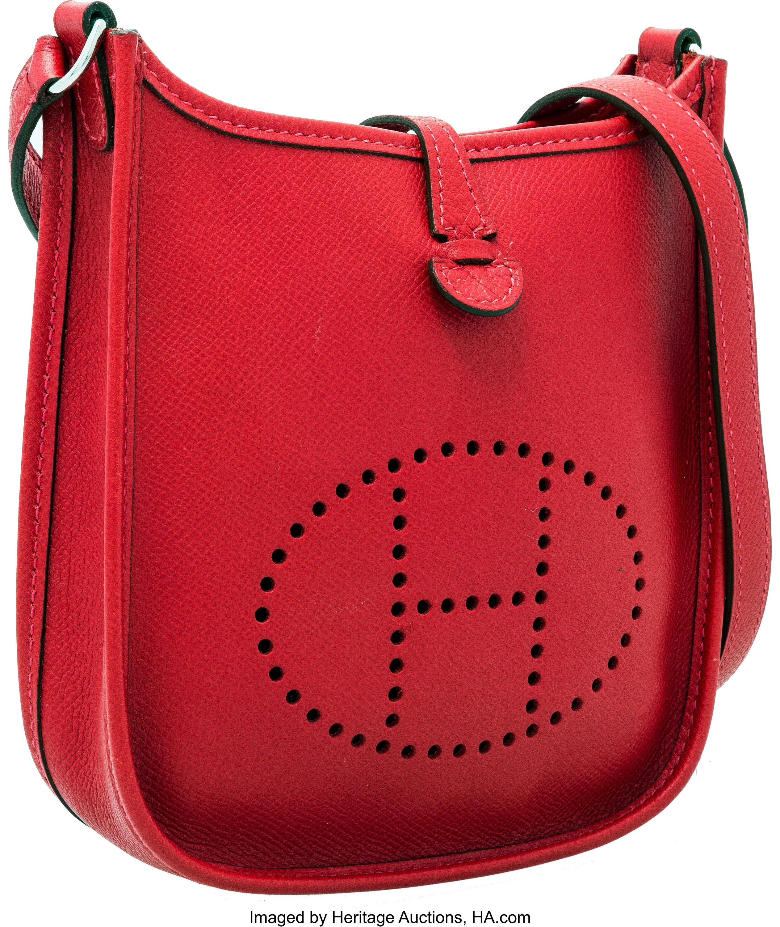 Hermes Rouge Vif Epsom Leather Evelyne TPM Bag . Excellent